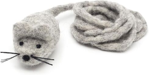 Glaciart One Felt Mouse Cat Toy – Soft Fuzzy Enrichment 100% Natural Wool - Interactive Catnip Play Cat Toy Set - Safe for Pets, Non-AZO Colored Dyes - 100" Long in Saudi Arabia