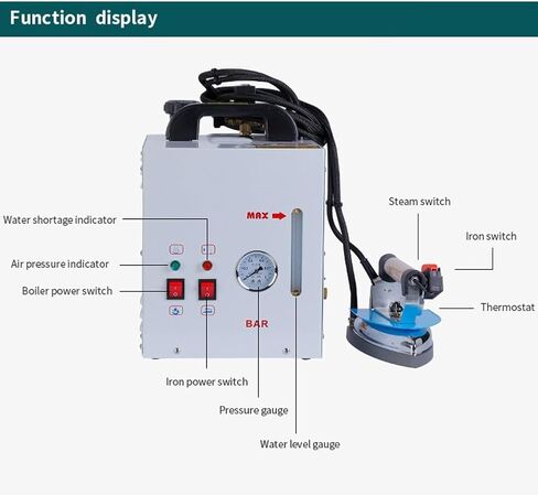 مكواة بخار تجارية، محطة كي بالبخار الصناعية، مع مقياس ضغط، غلاية 4 لتر، رأس حديد 900 وات، لمحلات الملابس والمغاسل والمصانع in Kuwait