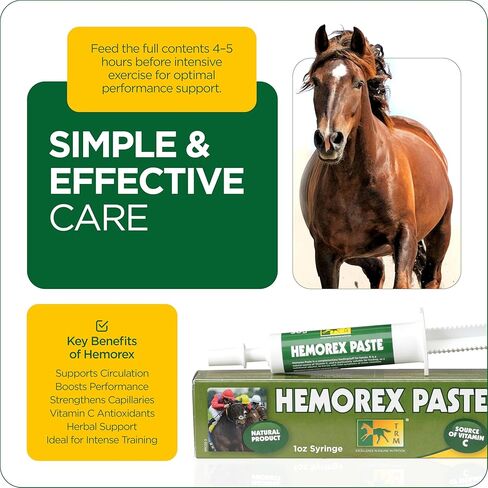 معجون TRM Hemorex للخيول الصحية ، أشياء التغذية المجانية ، العناصر الغذائية الأساسية قبل التمرين المكثف - 1.05 أوقية in Kuwait