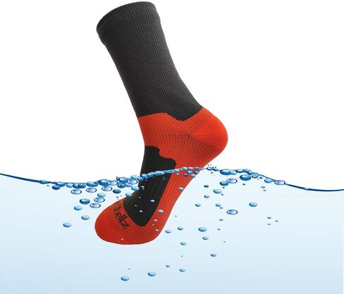 جوارب مقاومة للماء للرجال والنساء بطول منتصف الساق (أسود-برتقالي، كبير) in Kuwait