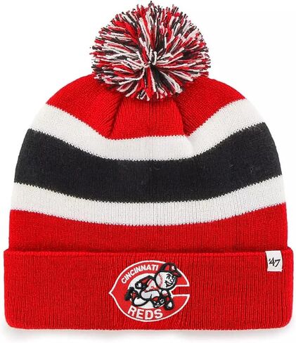47 MLB Cincinnati Reds Unisex-Adult Red Embroidered Cooperstown Primary Logo Breakaway Cuffed Knit Pom Beanie Hat One Size in Saudi Arabia