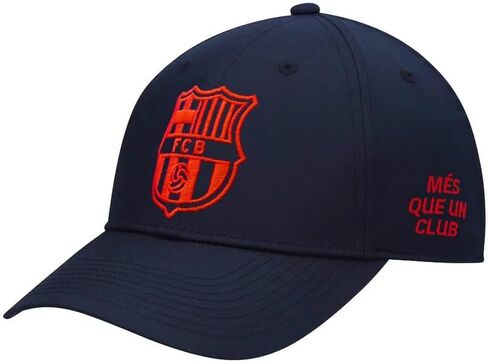 قبعة كرة القدم Icon Sports 2026 FC Barcelona مرخصة رسميًا - نسخة باللون الأزرق الداكن - طباعة منسوجة باللون الأحمر الطازج in Saudi Arabia