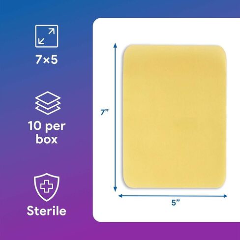 ضمادة هيدروجيل بالعسل مقاس 17.78 سم × 12.7 سم - 10 ورقات هيدروجيل مع عسل طبي بنسبة 30% للجروح - جيد للقروح والجروح الجراحية ومواقع المتبرعين والجروح والسحجات والمزيد in Kuwait