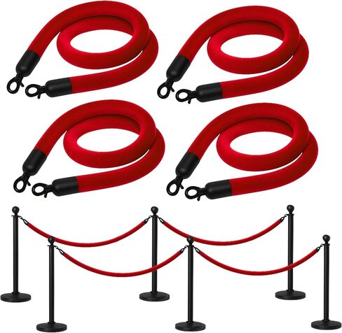 4 PСS Station Set for Parties - Light Pink VIP Ropes for Posts Twisted Ropes for Hotel Lobby with Snap Hooks Rope Stations for Special Events and Stands Queue in Kuwait