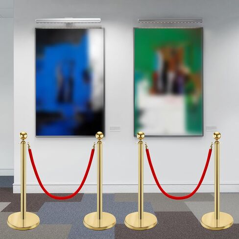 مجموعة من 8 قطع من الدعامات والحبال المخملية، عمود من الفولاذ المقاوم للصدأ مع 4 حبال مخملية حمراء، حواجز للتحكم في الحشود، أعمدة عداء السجاد الأحمر للحفلات، الزفاف، طابور الانتظار in Kuwait