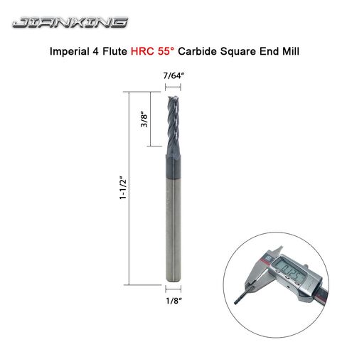 Carbide Square End Mill for Alloy Steels/Hardened Steels, 7/64" End Mill Bits, 4 Flute HRC 55 Deg AlTiN Coating, CNC Router Bits (4 Pcs) in Kuwait