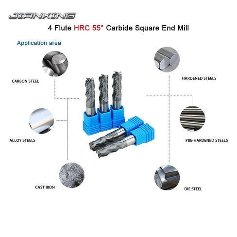 Carbide Square End Mill for Alloy Steels/Hardened Steels, 7/64" End Mill Bits, 4 Flute HRC 55 Deg AlTiN Coating, CNC Router Bits (4 Pcs) in Kuwait