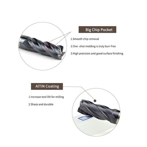Carbide Square End Mill for Alloy Steels/Hardened Steels, 7/64" End Mill Bits, 4 Flute HRC 55 Deg AlTiN Coating, CNC Router Bits (4 Pcs) in Kuwait