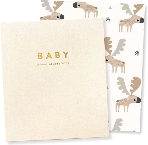 Peachly Unisex Baby Memory Book – Minimalist Baby First Year Keepsake for Milestones, Aesthetic Modern Scandi Baby Book – Gender Neutral, Linen Scrapbook (Charlie) in Kuwait