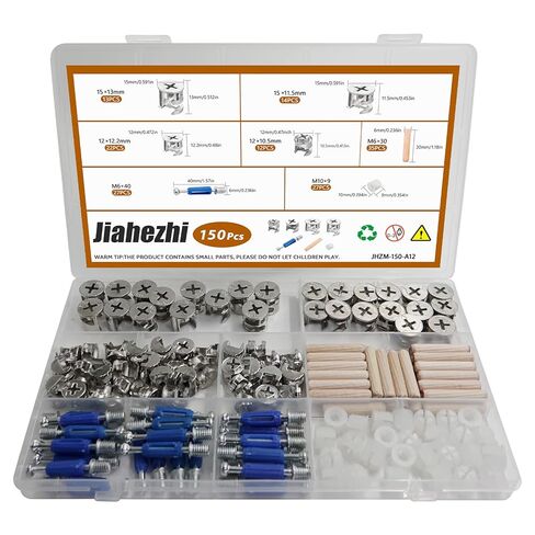 150PCS Cam Locks for Furniture 3-in-1 Eccentric Hardware Wheels Furniture Fasteners Cam Lock Nuts and Cam Screws Furniture Cam Lock Fasteners for Drawer Dresser Cabinet Easy to Install in Saudi Arabia