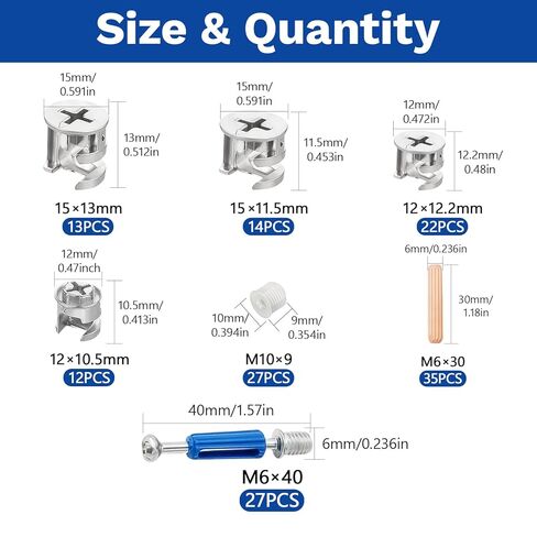 150PCS Cam Locks for Furniture 3-in-1 Eccentric Hardware Wheels Furniture Fasteners Cam Lock Nuts and Cam Screws Furniture Cam Lock Fasteners for Drawer Dresser Cabinet Easy to Install in Saudi Arabia