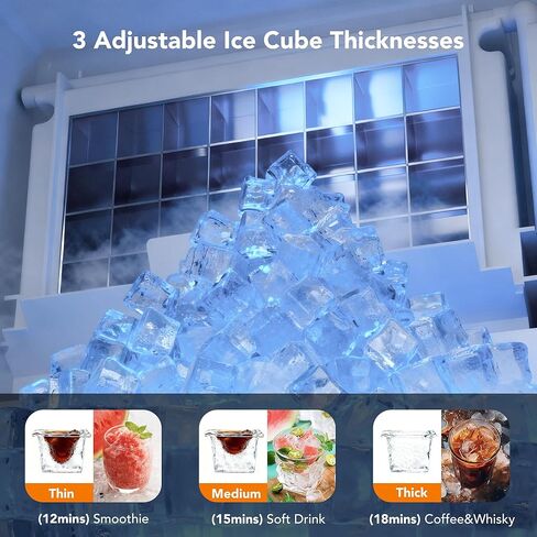 Coolski Under Counter Ice Maker Machine 130LBS/24H, Stainless Steel Built-in Freestanding Ice Maker with 30 Storage, Ideal for Commercial & Home Use in Kuwait