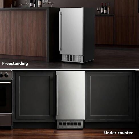Coolski Under Counter Ice Maker Machine 130LBS/24H, Stainless Steel Built-in Freestanding Ice Maker with 30 Storage, Ideal for Commercial & Home Use in Kuwait