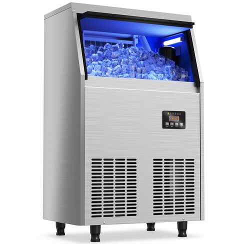 Coolski Commercial Under Counter Ice Maker, 100lbs/24H, ETL & DOE Certificated, 45pcs with 35lbs Storage Bin, Fan Cooling System Stainless Steel Freestanding Ice Machine for Bar Home Office Church in Kuwait