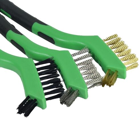 Wire Brush Set Rust Removal Cleaning Steel Brass Nylon TPR Handles 3pc in Saudi Arabia