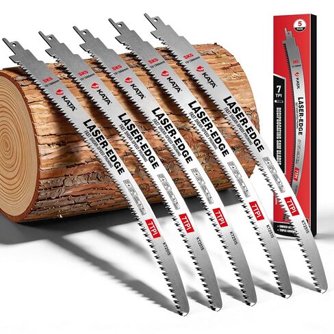 KATA 15 Inch Pruning Reciprocating Saw Blades, 7 TPI for Branches, 5 Pack | Value Pack SK5 Curved Wood Cutting Blades for Thick Branches, Green Wood, Fallen Limbs, Firewood and Property Cleanup in Saudi Arabia