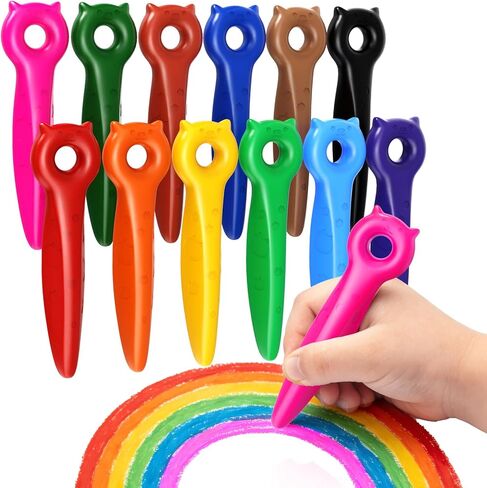 KERIFI Triangle Jumbo Crayons for Toddlers, Mess Free Washable Toddler First Crayons for Kids Ages 1-3 2-4 4-8, Unbreakable Non-Toxic, Easy to hold, Back to School Gifts for Coloring Book (24 Colors) in Kuwait