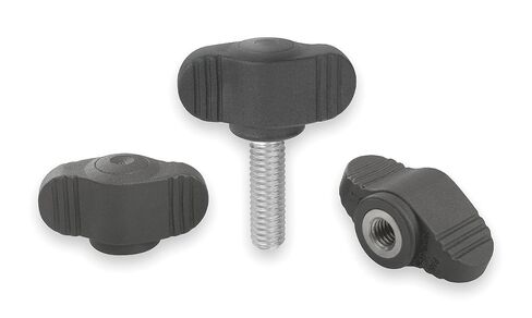Kipp 06652-00A1X20 Novo·Grip Thermoplastic Mini Wing with 10-32" External Thread, Stainless Steel Stud, Inch, 28 mm Diameter, 20 mm Screw Length, Grey (Pack of 10) in Saudi Arabia