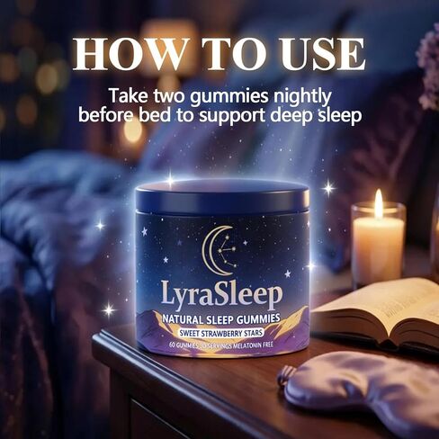 LyraSleep - علكات النوم الطبيعية | تغفو بلطف في 30 دقيقة - تساعدك على الاستمتاع بنوم مريح، 60 قطعة in Kuwait