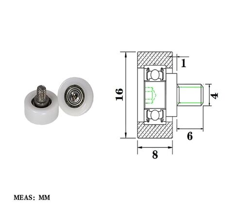 1PCS externally Threaded POM Plastic-Coated Bearing BS68516-8C1L6M4 high wear-Resistant Nylon Guide Wheel in Saudi Arabia