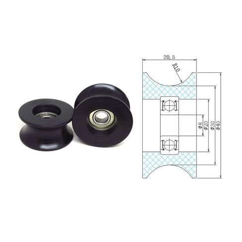 8x40x20.5mm R10 mm Nylon U Shape Bearing Pulley with 608Z BSU60840-20 20 Tube POM Guide Roller in Saudi Arabia