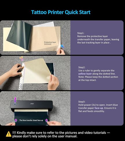 MT660 Tattoo Stencil Printer with 10pcs Transfer Paper, Wireless Thermal Tattoo Transfer Printer, Bluetooth Portable Tattoo Machine for Beginners, iOS, Android, Laptop for Car, Office, Home, Black in Kuwait
