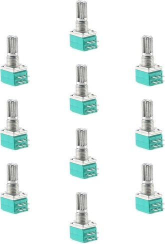 10Pcs B10K Potentiometer RK097G Dual Speaker Amplifier Potentiometer 15mm 6 Pin 09 B10K Potentiometer for Audio AMP in Saudi Arabia