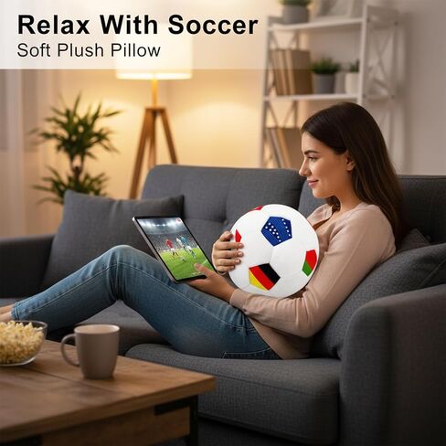كأس العالم لكرة القدم وسادة 2026 كرة القدم رمي الكرة وسادة جولة كرة القدم أفخم الوسائد الزخرفية للأريكة غرفة النوم لعبة يوم ديكور المنزل لينة كرة القدم تحت عنوان أفخم للنساء الرجال المشجعين داخل المنزل 8inx8in in Kuwait