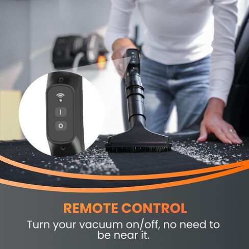 Giraffe Tools Grandstorm Retractable Vacuum with 30 FT Hose Anti-Kink, Wall-Mounted Vacuum Cleaner with 6 Nozzles for Garage Detailing Remote Control Shop Vac, Grey in Saudi Arabia