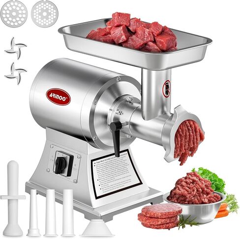 Electric Commercial Meat Grinder #12C,Sausage Stuffer, Heavy Duty 1100W 1HP Stainless Steel Electric Food Grinders Machine for Home Kitchen Regular Use in Kuwait