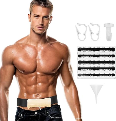 مجموعة كاملة لاختبار البول، حقيبة عينة بول مخفية بسعة 2 إلى 4 أوقية مع حزام قابل للتعديل مقاس 35 بوصة، وقمع سيليكون و10 شرائط لدرجة الحرارة، للسفر وحالات الطوارئ (أسود، مقاس M) in Kuwait