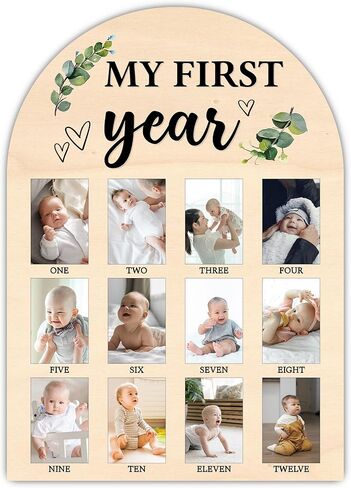 SIXEIGHT One Year Of Wood Photo Board, My First Year Milestone Photo Board, 12 Monthly Baby Picture Frame, Flower Nursery Decor, Girl Boy 1st Birthday Decorations, Baby Keepsake Best Gift-A13 in Saudi Arabia