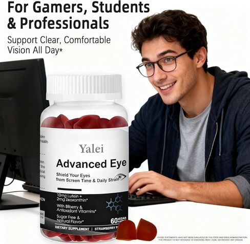 Lutein and zeaxanthin Supplements | Sugar-Free | 10mg Lutein & 2mg Zeaxanthin for Screen Time Eye Care - with Vitamins A, C, E for Digital Eye Strain | Non-GMO | 60 Count in Kuwait