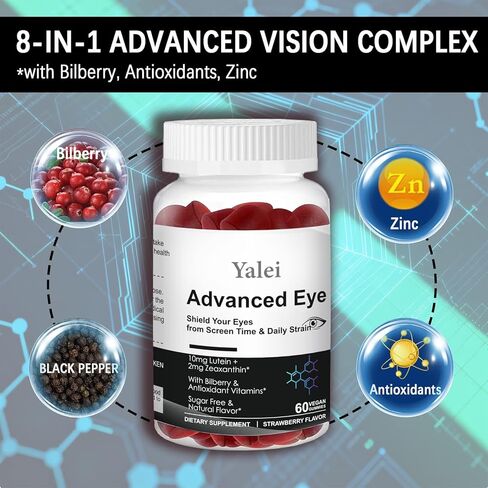 Lutein and zeaxanthin Supplements | Sugar-Free | 10mg Lutein & 2mg Zeaxanthin for Screen Time Eye Care - with Vitamins A, C, E for Digital Eye Strain | Non-GMO | 60 Count in Kuwait