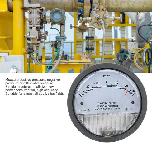 Differential Pressure, HVAC Pressure Detection with Pointer, Aluminum y ential Pressure Meter for Room, Electronics, Aerospace, in Kuwait