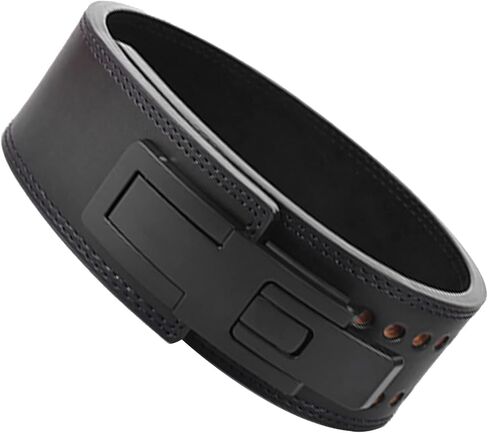 Weightlifting Adjustable Lever Belt 13MM Men's Squat Deadlift Leather Waist Support Power Weightlifting Lever Buckle（Black） in Saudi Arabia