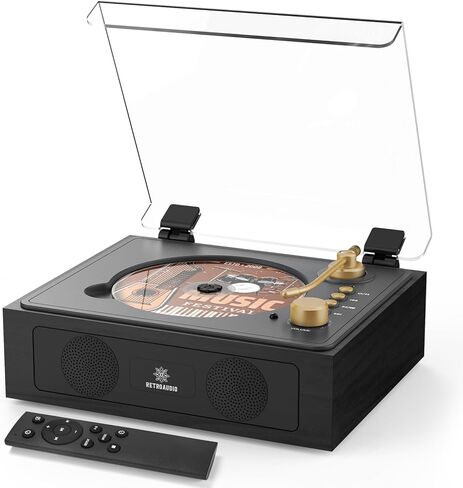 CD Player with Built-in Speakers Bluetooth Retro Portable CD Players for Home Music Player with Remote Control Headphone Jack Walnut Brown in Saudi Arabia
