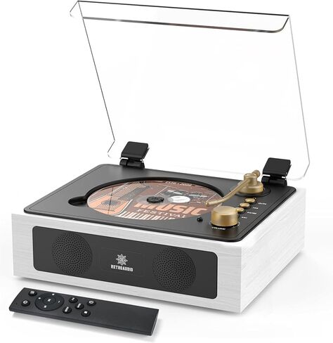 CD Player with Built-in Speakers Bluetooth Retro Portable CD Players for Home Music Player with Remote Control Headphone Jack Walnut Brown in Saudi Arabia