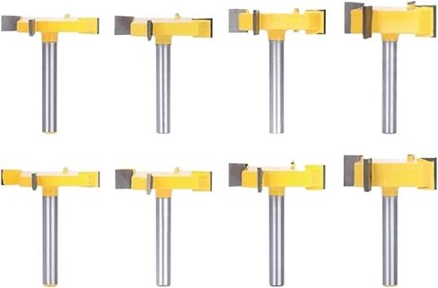 لقمة توجيه الخشب 1/4 بوصة 6 مم عرقوب 4 حافة T نوع قاطع الشق أداة النجارة قاطع الطحن الخشبي الصناعي (الحجم: 6.35 × 7.94 × 40 × 46) in Kuwait