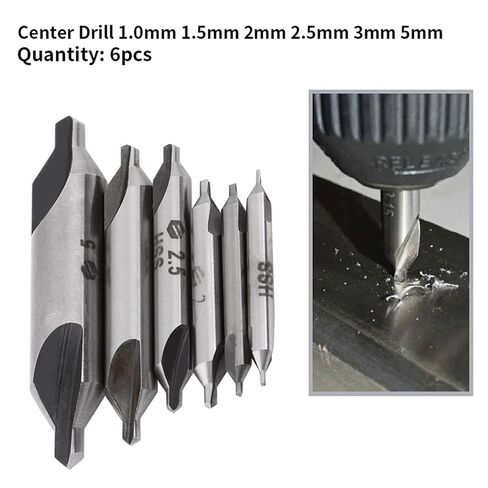 6pcs HSS Center Drill Bits Set, 1/1.5/2/2.5/3/5mm, 60 Degree Centering Drills for Precision Metalwork in Iron, Steel, Copper, Aluminum in Saudi Arabia
