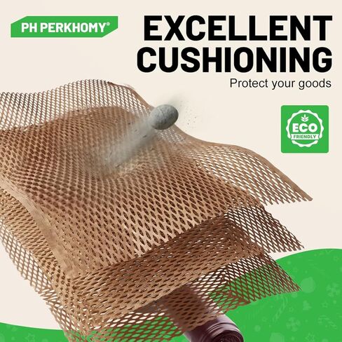 ورق تغليف ذكي وكاجوال على شكل قرص العسل مقاس 12 بوصة عرض × 180 بوصة طول، غلاف مبطن للفقاعات لتعبئة المنتجات المتحركة، ورق تغليف الهدايا، مواد تعبئة الشحن القابلة لإعادة التدوير والتحلل البيولوجي (20 ملصقًا هشًا) in Kuwait