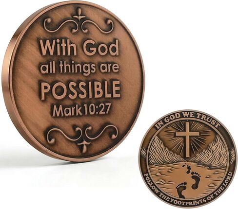 عملة التحدي المسيحية - عملة الروح القدس مع الصليب والبؤرة في الرمال - مع الله كل شيء ممكن - عملة إيمان مسيحي ملهمة للمؤمن in Kuwait