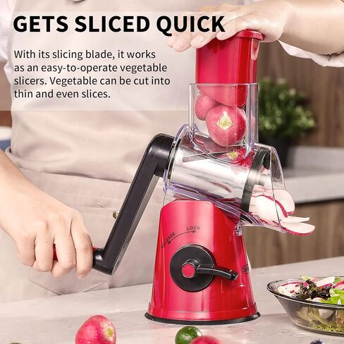 مبشرة الجبن الدوارة، مبشرة تقطيع الجبن 3 في 1، مبشرة دوارة بمقبض، قطاعة تقطيع الخضروات مندولين للخضروات والجبن والمكسرات in Kuwait