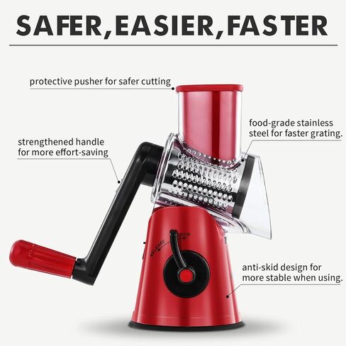 مبشرة الجبن الدوارة، مبشرة تقطيع الجبن 3 في 1، مبشرة دوارة بمقبض، قطاعة تقطيع الخضروات مندولين للخضروات والجبن والمكسرات in Kuwait