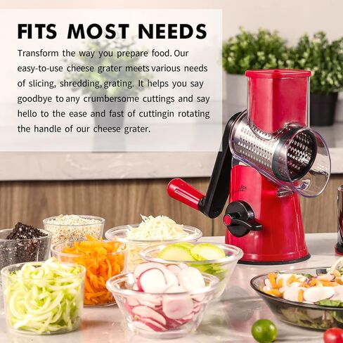 مبشرة الجبن الدوارة، مبشرة تقطيع الجبن 3 في 1، مبشرة دوارة بمقبض، قطاعة تقطيع الخضروات مندولين للخضروات والجبن والمكسرات in Kuwait