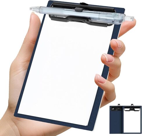 Mini Clipboard 4x6 Inch with Pen Holder, 2 Pack Small Clipboards with Low Profile Clip & Hanging Loop, A6 Portable Pocket Clipboards Memo Size Notepad for Restaurant, Office, School (Black) in Kuwait