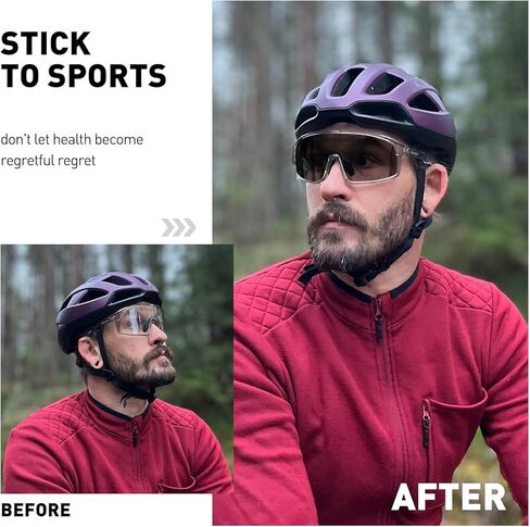 نظارات SCVCN فوتوكروميك لركوب الدراجات نظارات شمسية رياضية شفافة للرجال والنساء دراجة MTB UV400 حماية للجري والدراجة الجبلية والبيسبول وركوب الدراجات نظارات ركوب BMX وصيد الأسماك وركوب الجولف والقيادة البيسبول 509 in Kuwait