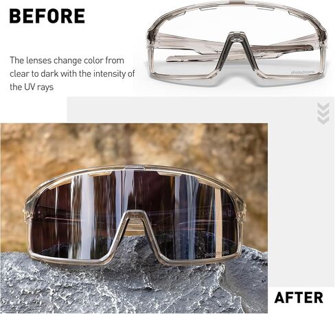 نظارات SCVCN فوتوكروميك لركوب الدراجات نظارات شمسية رياضية شفافة للرجال والنساء دراجة MTB UV400 حماية للجري والدراجة الجبلية والبيسبول وركوب الدراجات نظارات ركوب BMX وصيد الأسماك وركوب الجولف والقيادة البيسبول 509 in Kuwait