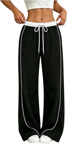 المرأة السراويل الفضفاضة المظلة واسعة الساق Y2K البضائع Sweatpants مرونة الخصر الرباط عداء ببطء السراويل الترنك مع جيوب in Saudi Arabia