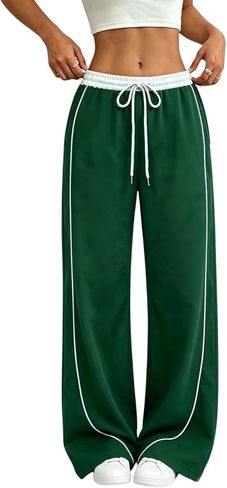 Women's Baggy Parachute Pants Wide Leg Y2K Cargo Sweatpants Elastic Waist Drawstring Jogger Track Pants with Pockets in Saudi Arabia